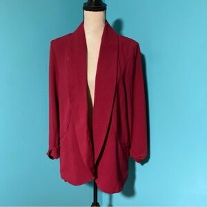 NWT Simply Styled L Burgundy Open Front Casual Blazer